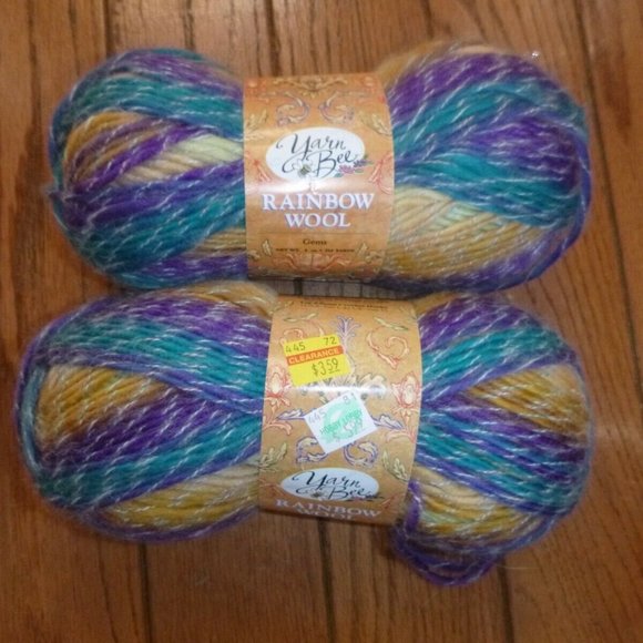 Yarn Bee Office 2 Skeins Yarn Bee Rainbow Wool Mohair Blend Yarn